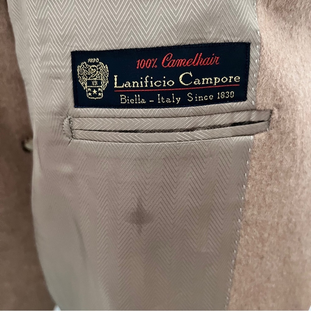 Joseph Abboud 100% Camel Hair Made in Italy Tan Sport Coat Lanificio Campore 46L - Picture 11 of 13